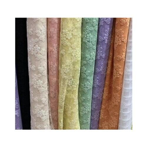 Polyester lace elastic free jacquard mesh three dimensional small Floral Fabric multi color childrens clothing Hanfu tablecloth