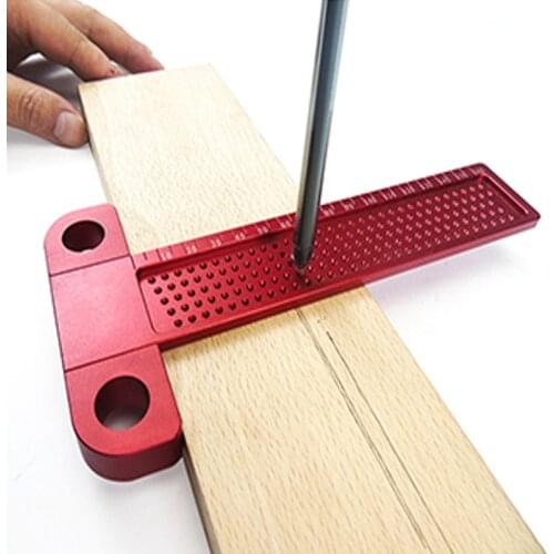 Tacy T-Ruler Woodworking Scriber Ruler Hole Positioning Measuring Ruler Precision Marking T-160