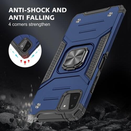 Magnetic Metal Finger Ring Stand Armor Shockproof Case For Samsung Galaxy A22 5G Soft TPU Hrad PC Protective Cover Coque Fundas