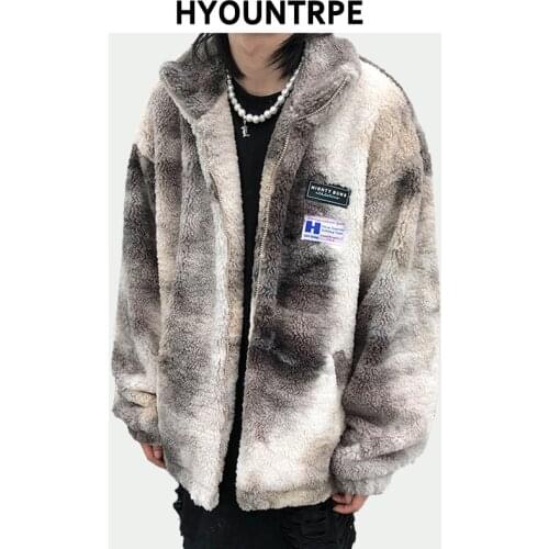 Fashion Graffiti Fleece Jackets and Coats Mens Hairy Zipper Oversize Hoodies Outerwear New Casual Winter Warm Streetwear Parkas