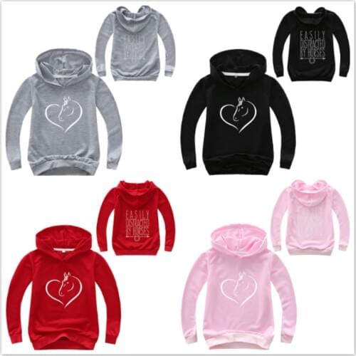 Fashion Cartoon Horse Print Hoodies Boy Long Sleeve Tshirt Cildren Sweatshirt Girl Pullover Children Coat Kid Clothes Streetwear