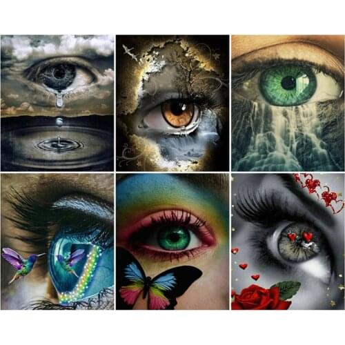 5D DIY Poured Glue Diamond Painting Kits Scalloped Edge DIY Eyes Handpainted Unique Gift On Soft Canvas Acrylic Wall Art Gift