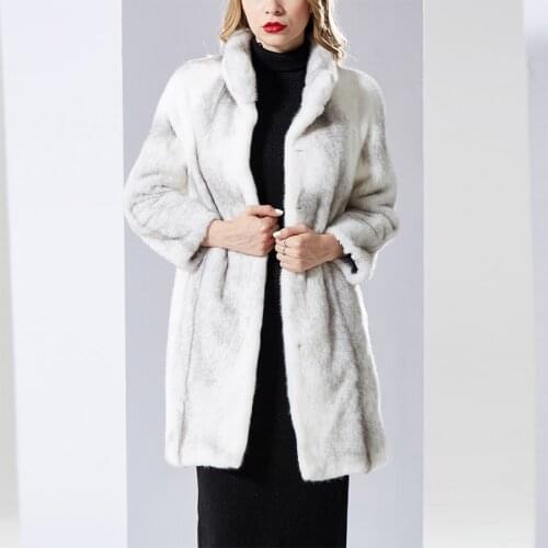 New Arrivall Real Mink Fur Full Pelt Mink Fur Coat For Women Winter Outwear with stand Collar Real Fur Jacket long