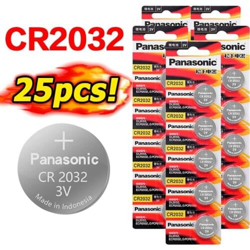 PANASONIC 25Pcs 3V CR2032 DL2032 KL2032 5004LC SB-T15 Lithium Battery Button Coin Cell Toy Medical Device Batteries Bateria