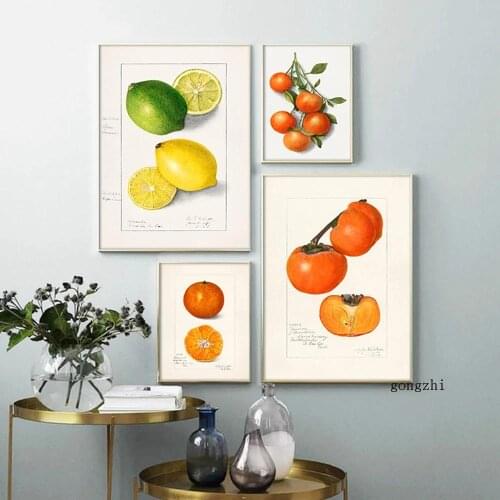Orange Lemon Oranges Persimmons Fruit Poster Still Life Canvas Painting Prints Kitchen Wall Art Pictures Dining Room Home Decor