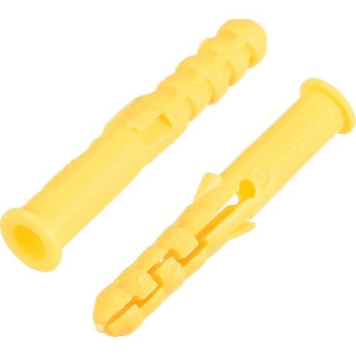 Uxcell 50pcs 6mmX40mm Plastic Expansion Pipe Column Concrete Anchor Wall Plug Yellow for Home Garden DIY Application