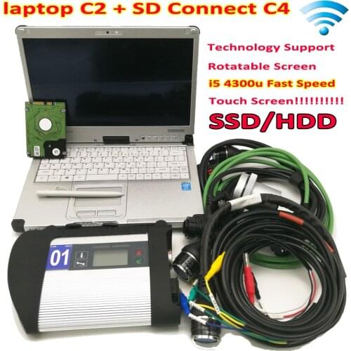 Full Chip MB STAR C4 2021.06 Software MB SD Connect Compact 4 Diagnostic Tool with laptop Toughbook C2 WIFI Function