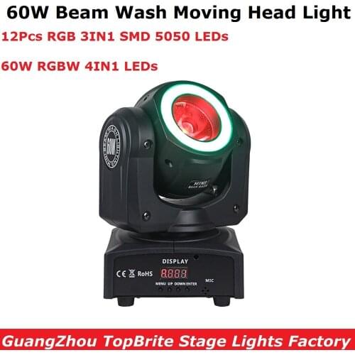 Mini LED 60W Moving Head Beam Lights Stage Dj Lamp LED Effect Lights RGBW & Mixed DMX For Professional KTV DJ Disco Nightclubs