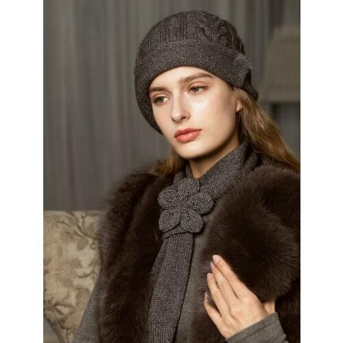 X034 Adult Cashmere Knitting Hats Lady British Handmade Knitting Hat Female Students Thick Warm Caps Wool Knitted Hat