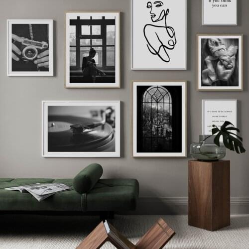 Nordic Vintage Posters And Prints window phonograph camera shoes Quotes Wall Art Canvas Painting Wall Pictures For Living Room