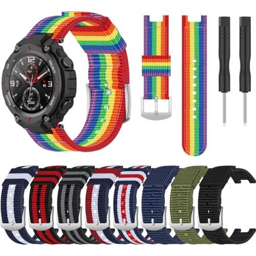 Woven canvas band for Huami Amazfit T REX Smartwatch Strap Watchband for Amazfit T-Rex TRex Watch Wristband Bracelet