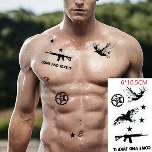 Waterproof Temporary Tattoo Sticker Bird Eagle Star Gun Letter Body Art Flash Tattoo Fake Tattoo for Women Men