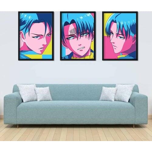 WTQ Anime Decor Attack on Titan Retro Poster Canvas Painting Color Anime Posters Wall Decor Poster Wall Art Picture Home Decor