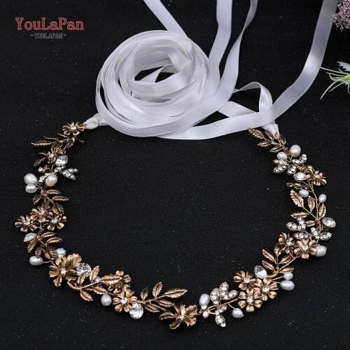 YouLaPan SH355 Wedding Belt Crystal Wedding Dress Belts Rhinestone Wedding Belt Gold Bridal Belt Wedding Dresses Belt and Sashes