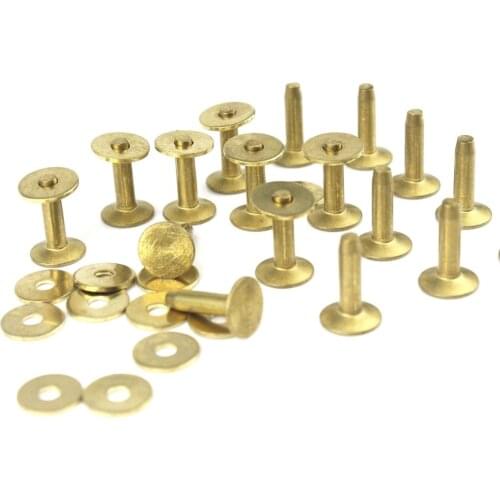 20pcs High quality Solid Brass rivets & burrs 1/2" leather craft belt luggage rivets studs Permanent Tack Fasteners