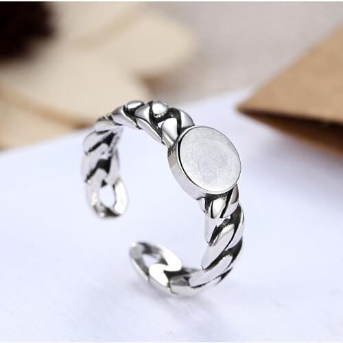 REETI High-quality 925 Sterling Silver Jewelry Thai Silver Female Personality Open Ring Circular Ring