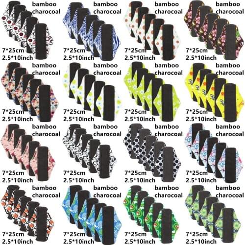 1PCS Washable Sanitary Towel Cloth Menstrual Pads Reusable Sanitary Pad Absorbent Reusable Charcoal Cloth Bamboo Menstrual Pads