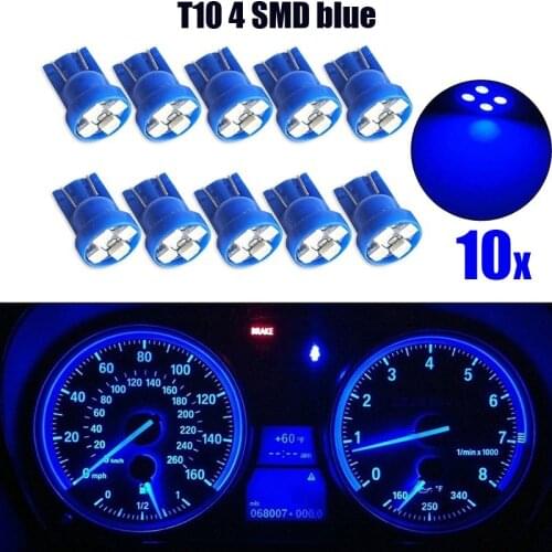 10pcs/set Car Light T10 4SMD 1210 LED Wedge Dashboard Gauge Cluster Light Bulb Blue