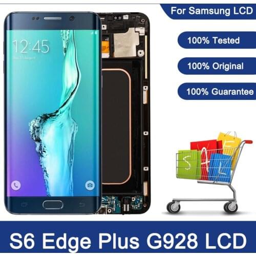100% Original 5.7'' Display For Samsung Galaxy S6 Edge Plus G928 G928F SM-G928FD LCD Touch Screen Digitizer With Frame Assembly