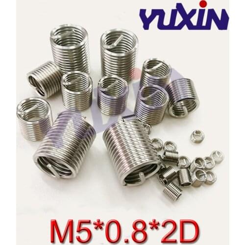 100pcs M5*0.8*2D Wire Thread Insert Stainless Steel 304 Wire Screw Sleeve, M5 Screw Bushing Helicoil Wire Thread Repair Inserts