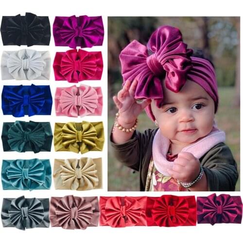 15Pcs Baby Girls Wide Band Velvet Hairband Fashion Bowknot Turban Head Wrap Toddler Kids Photography Props Headband