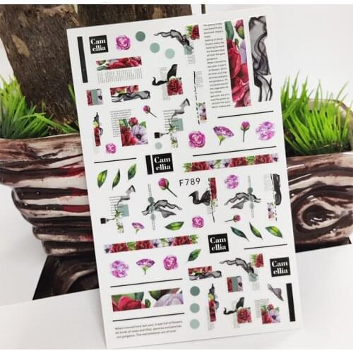 3D Nail Stickers Geometry Stripe Letter Flowers Stickers for Nails Autumn Design Stickers for Manicure Decal Nail Art Decoration