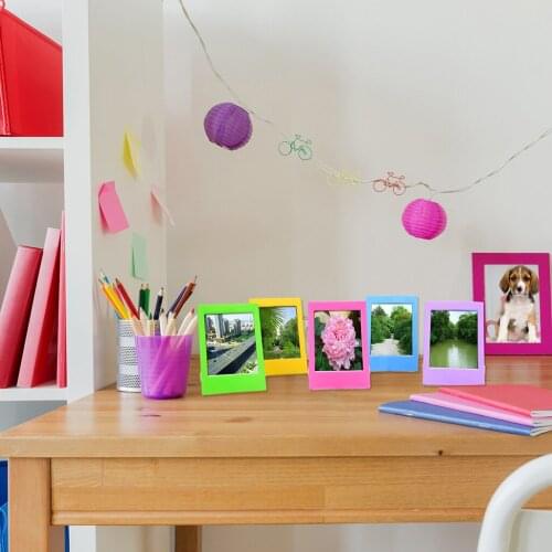 5 * Plastic Table Photo Frames (pink, yellow, blue, purple and green each) for Instax Mini 9 8 8+ 7s 70 90 25 SP1 SP2