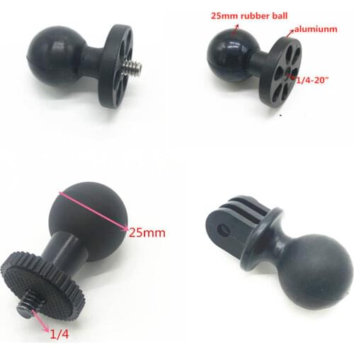 Tripod Mount Adapter 1 inch Ball Mount to 1/4 Screw Adapter for Gopro Action Camera GPS Ball Mount Holder
