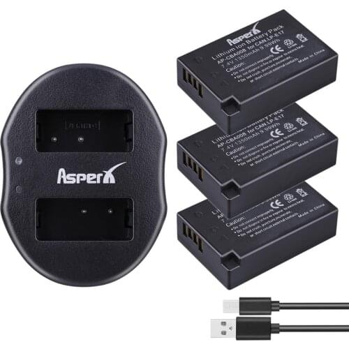 3Pcs LP-E17 LPE17 LP E17 Camera Batteries + USB Dual Charger for Canon EOS M3 M5 M6 Rebel T6i T6s T7i 750D 200D 8000D Kiss X8i