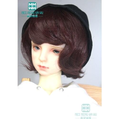 Dolls Accessories for 1/3 1/4 1/6 BJD/SD doll wigs head Clear Silicone Wig Cap Dark brown bangs curls dolls hair