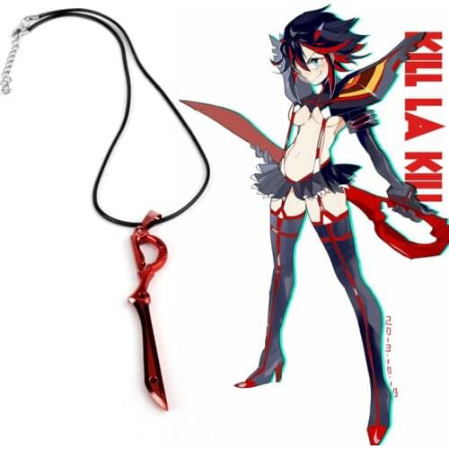Anime Cosplay Jewelry Kill La Kill Necklace Weapon Model Scissor Blade Pendent Necklaces Women Men Leather Rope Necklace