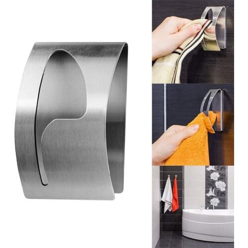 Hardware Hanger Wall Mounted Towel Rack Storage Kitchen Stainless Steel Hanging Clip Accessories Self Adhesive Bathroom Holder