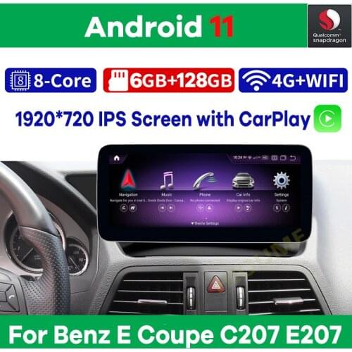 12.3" Snapdragon 8Core 4+64G Android 10 Car Multimedia Player GPS Radio Stereo for Mercedes Benz E Coupe C207 E207 2009-2015