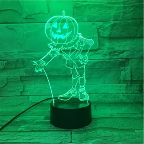 Halloween 3D Pumpkin Gentleman LED Night Light Atmosphere Colorful USB Desk Lamp Touch Remote Lampara Kids Gifts 458