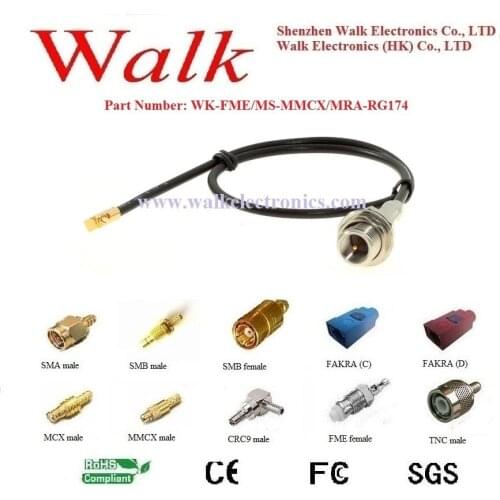 FME female MMCX male RG174 cable, FME mmcx cable, mmcx fme jumper cable