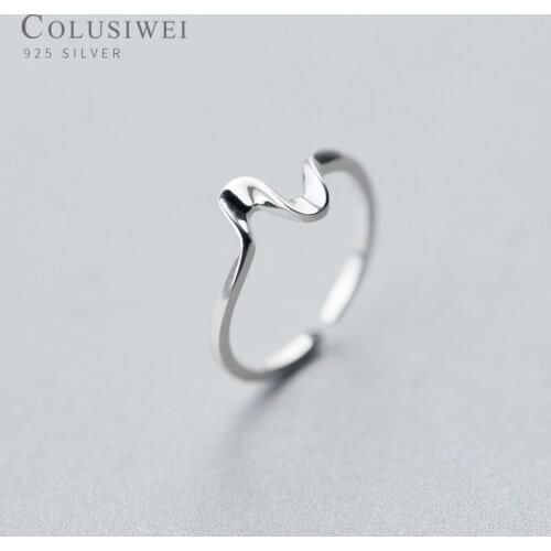Colusiwei Authentic 925 Sterling Silver Heartbeat Open Finger Rings for Women Free Size Band Bijoux Fashion Bague 2020 NEW