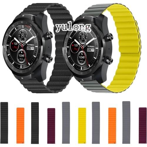 20mm 22mm Silicone Strap Band For Ticwatch Pro 3 E2 S2 GTX Magnetic Loop Watchband