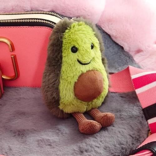 Kawaii Plush Avocado Women Backpack Keychains 9 Styles Fruits And Vegetables Pendant Flully Key Ring Soft Toys For Children Doll