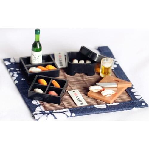 1:12 Miniature Picnic Lunch Box Japanese Style Sushi Box Cooking Utensil Toys for Dollhouse Kitchen Accessories
