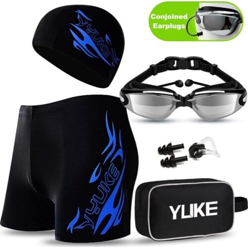 Mens Swimming Set Swim Trunks Glasses Cap Carry Bag Plus Size Swimwear Men Swimsuit Bathing Suit Beach Boxer Shorts 2020 Newest