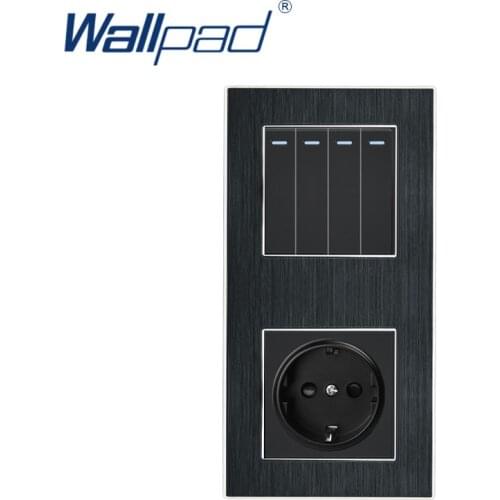 4 Gang 2 Way EU Socket German Standard Wallpad Luxury Wall Outlet Satin Metal Panel 86*172mm Wall Power Outlet
