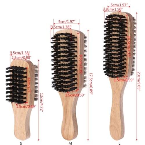 2021 New Men Double-Side Antistatic Hair Brush Wooden Handle Massage Facial Beard Styling