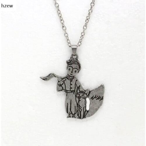 Hzew new Little prince and fox pendant necklace Ancient gold and ancient silvercolors prince necklaces gift fashion jewelry