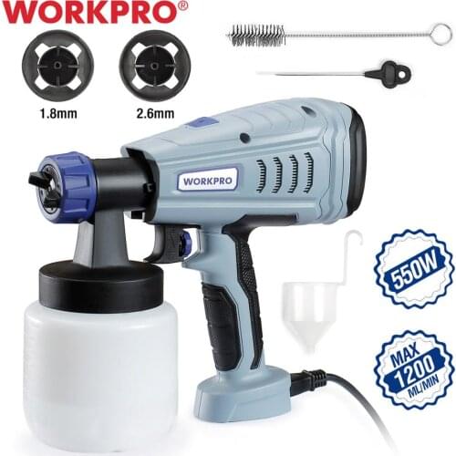 WORKPRO Spray Gun 550W 220V Electric Paint Spray Gun HVLP Household High Power Paint Sprayer 2 Nozzle for Beginner