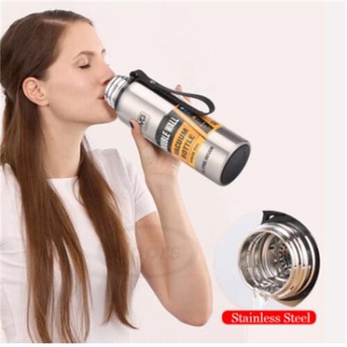 500/750/1000/1500ml Stainless Steel Large Capacity Hot Water Bottle Children Leak Proof Vacuum Cup Portable Outdoor Kettle