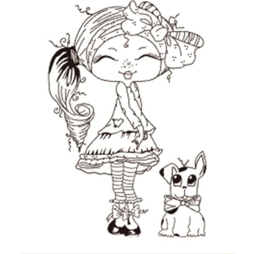 10x6 Little girl and puppy Transparent Clear Silicone Stamp Seal for DIY scrapbooking photo album Decorative clear stamp