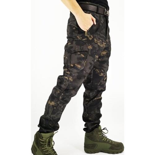 Tactical Military Cargo Fleece Pants Men Winter Shark Skin Soft Shell Trousers Waterproof Warm Army Combat Camouflage Hunt Pants