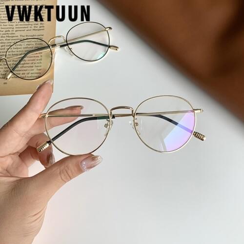 VWKTUUN Stainless Steel Glasses Frames Women Men Round Prescription Glasses Clear Glasses Thin Frame Optical Glasses Frame