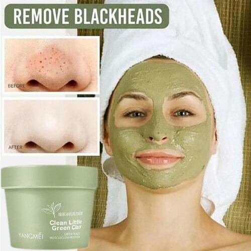 Green Green Tea Mud Mask Oil Control Eggplant Acne Clearing Mask Cleansing Mask Blackhead Fine Pores Mask TSLM1