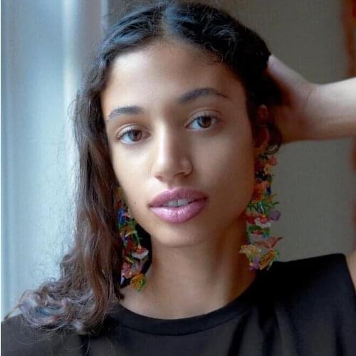 Boho Cute exaggerated Flower tassel Earrings for Women Korean Jewelry Girls Gifts Fashion drop Earring Boucles D'oreilles Aretes